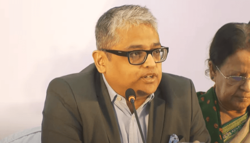 Zaved Akhtar speaking in a panel